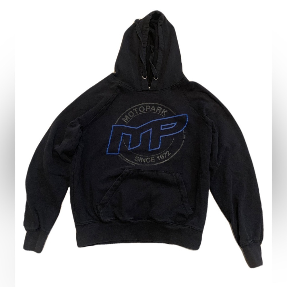 💜 Vintage Motopark "MP" New Era Hoodie Size Small